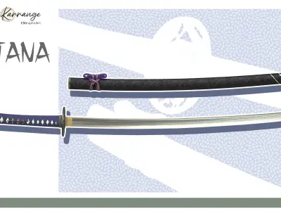 Katana Japanese Sword Low-poly 3D model