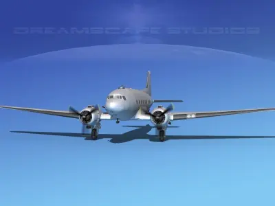 Douglas R-4D Dakota Bare Metal 3D model