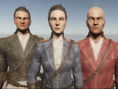 Fictional historical soldiers Low-poly 3D model