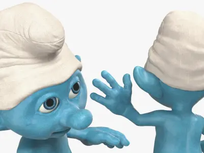  Cartoon Smurf with Fur Rigged 