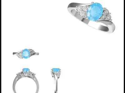 JCD Format Antique color stone rings cad cam jewelry 3D print model purchase