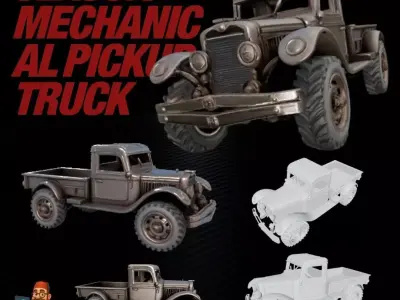 Classic Mechanical Pickup Truck  3D print model