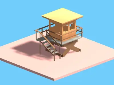 Beach Set 2 Beach Game Collection Stickmen LifeGuard and Prop Low-poly 3D model