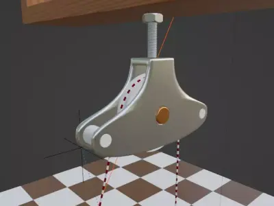Pulley with clothesline wheel - Polea con rueda de tendedero 3D model