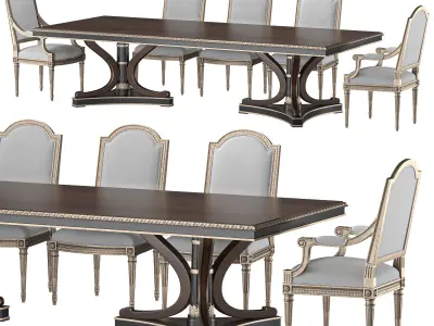 ebanista luciani rectangular dining table  and chair 3D model