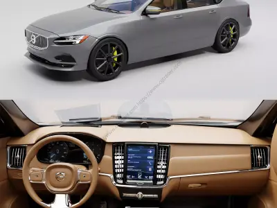 Rigged Volvo S90 Interior Free 3D model