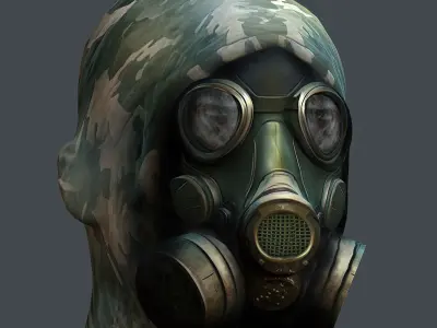 Gas mask helmet 3d model military combat Low-poly 3D model Low-poly 3D model 4