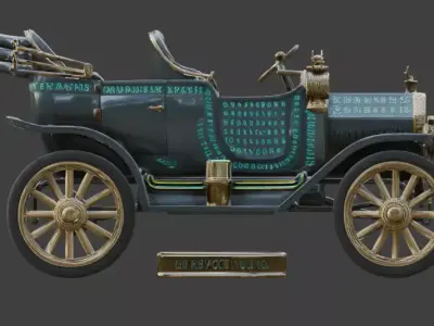 20th Century Alien Monolith Brass Era Car 3d Model Low-poly 3D model