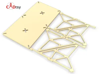 DXF File for CNC Router Cut Contemporary Plywood Dinner Table 3D model