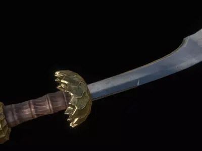 Damascus Scimitar - Game Ready Low-poly 3D model