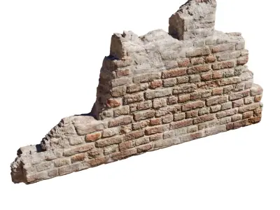 brick wall in ruins for diorama 3D model