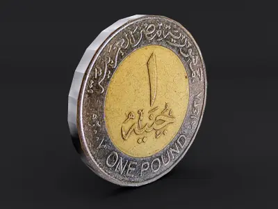 Egyptian One Pound Coin Low-poly 3D model