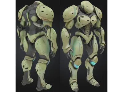 Futuristic Sci Fi Robot Low-poly 3D model
