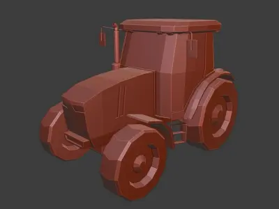 John Deere Tractor Low Poly Low-poly 3D model