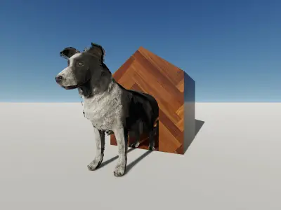 dog b and w Low-poly 3D model