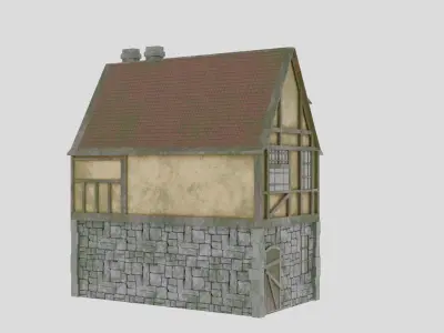Medieval House Low-poly 3D model 2