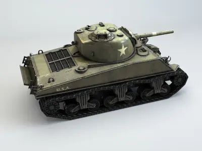 Low Poly M4A3 Sherman Medium Tank Low-poly 3D model