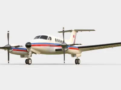 Beechcraft King Air B100 Cockpit Included 3D model