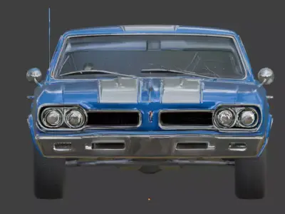 Classic American 1970s Muscle Coupe 3D Model Low-poly 3D model purchase
