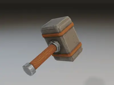 Stylized Hammer Free low-poly 3D model