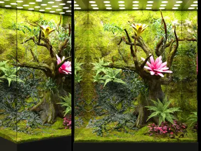 Paludarium terrarium design Low-poly 3D model