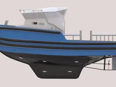 Micro Tug boat highpoly 3D model 3D model
