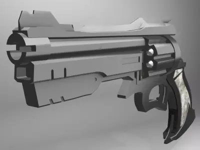 Sci-Fi Tactical Revolver Game Ready Weapon 3D Model Low-poly 3D model