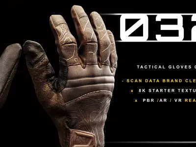 Tactical Gloves 032 Low-poly 3D model