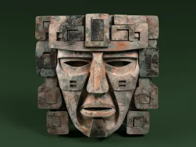 Maya Ceremonial Masks Pack B Low-poly 3D model