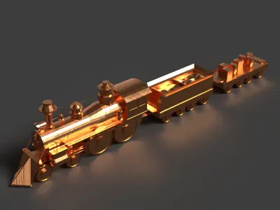 Steam train   Low-poly 3D model