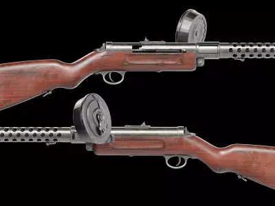 Bergmann MP18 submachine gun Low-poly 3D model