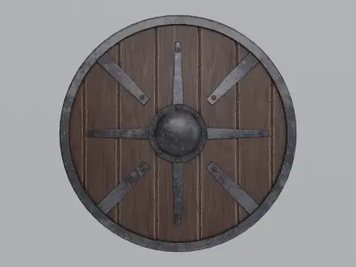 Medieval round wooden shield Free low-poly 3D model