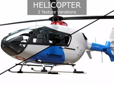 Helicopter Rigged Low-poly 3D model