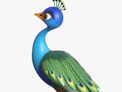 Cartoon Peacock Low-poly 3D model
