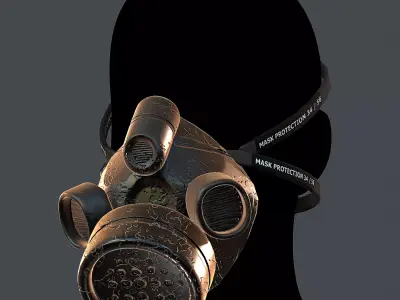 Gas mask helmet 3d model scifi Low-poly Low-poly 3D model Low-poly 3D model 5