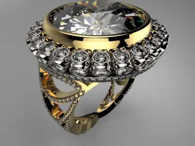 BIG DIAMOND ROYALTY RING 3D print model