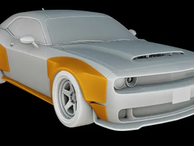 Dodge Challenger SRT Hellcat KROTOV Widebody Low-poly 3D model