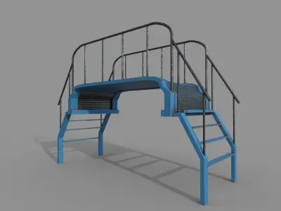 Metal Stairs and Platform Low-poly 3D model