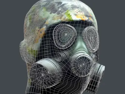 Gas mask helmet 3d model military combat fantasy cyborg  Low-poly 3D model purchase