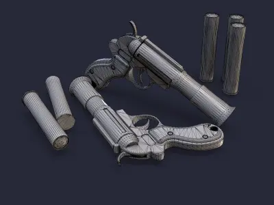 Flaregun revolvers Low-poly 3D model