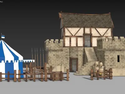 Medieval Barracks Low-poly 3D model buy