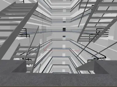 V Design Hotel with interior Plan 3D model