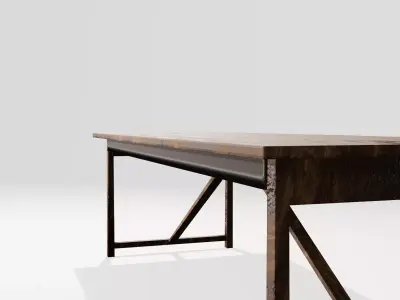 Game Ready - Wooden Industrial Table Low-poly 3D model