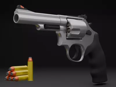 Revolver Low-poly 3D model 18