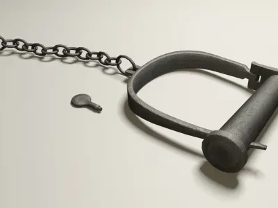 Pirate handcuffs with chain Low-poly 3D model