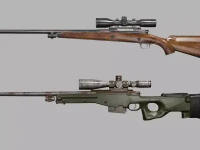 Remington 700 Sniper Rifle Low-poly 3D Model Low-poly 3D model