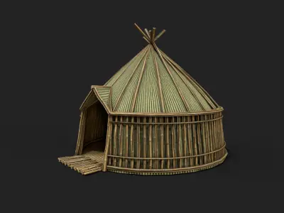 Bamboo Shelter 2 Low-poly 3D model