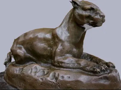 bronze panther statue  Free 3D model