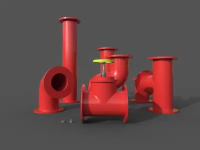 Pipes collection set of pipe fittings Low-poly 3D model by surfacemaestro