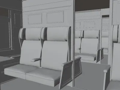Vintage Train Interior Low-poly 3D model